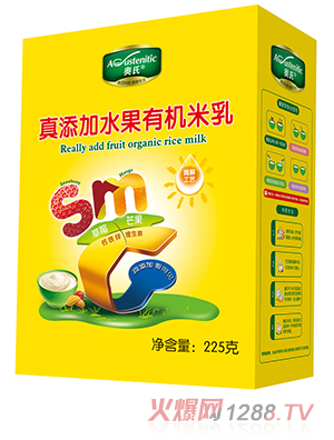 奧氏真添加水果有機(jī)米乳 225克盒裝